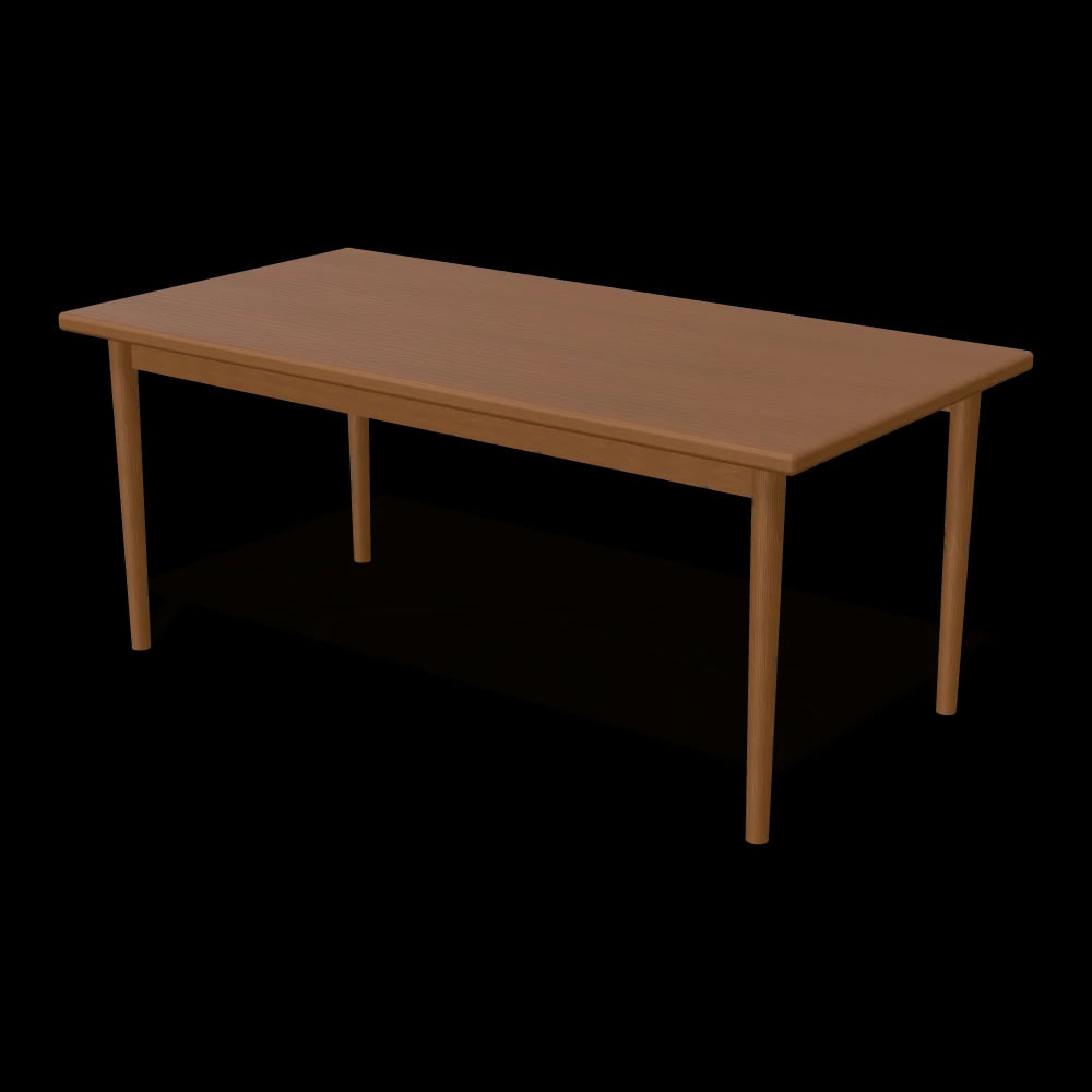 Arden Oak Dining Table — three-quarter view