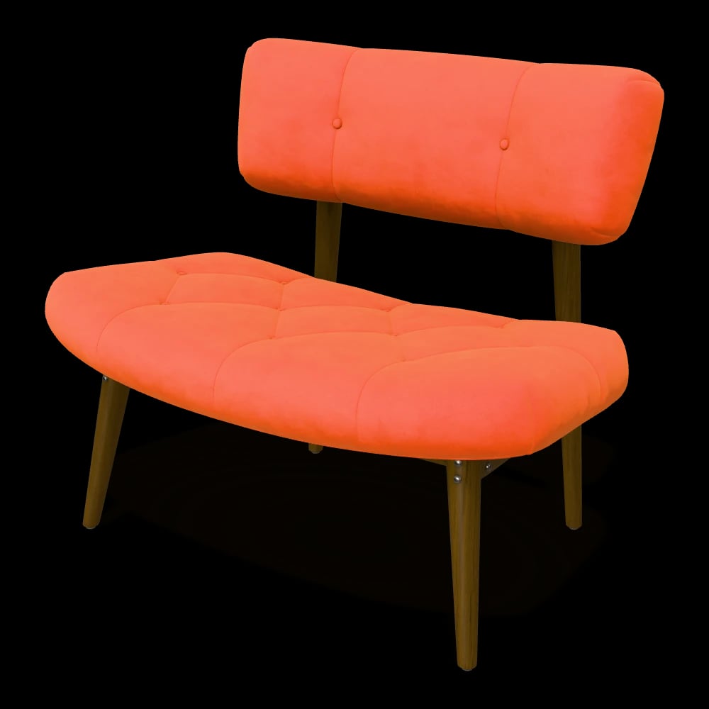 Griner Tufted Slipper Chair in Mango Velvet — three-quarter view
